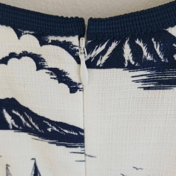 Hobbs London Dress White With Navy Nautical Print Sleeveless Size 2 - Picture 4 of 10